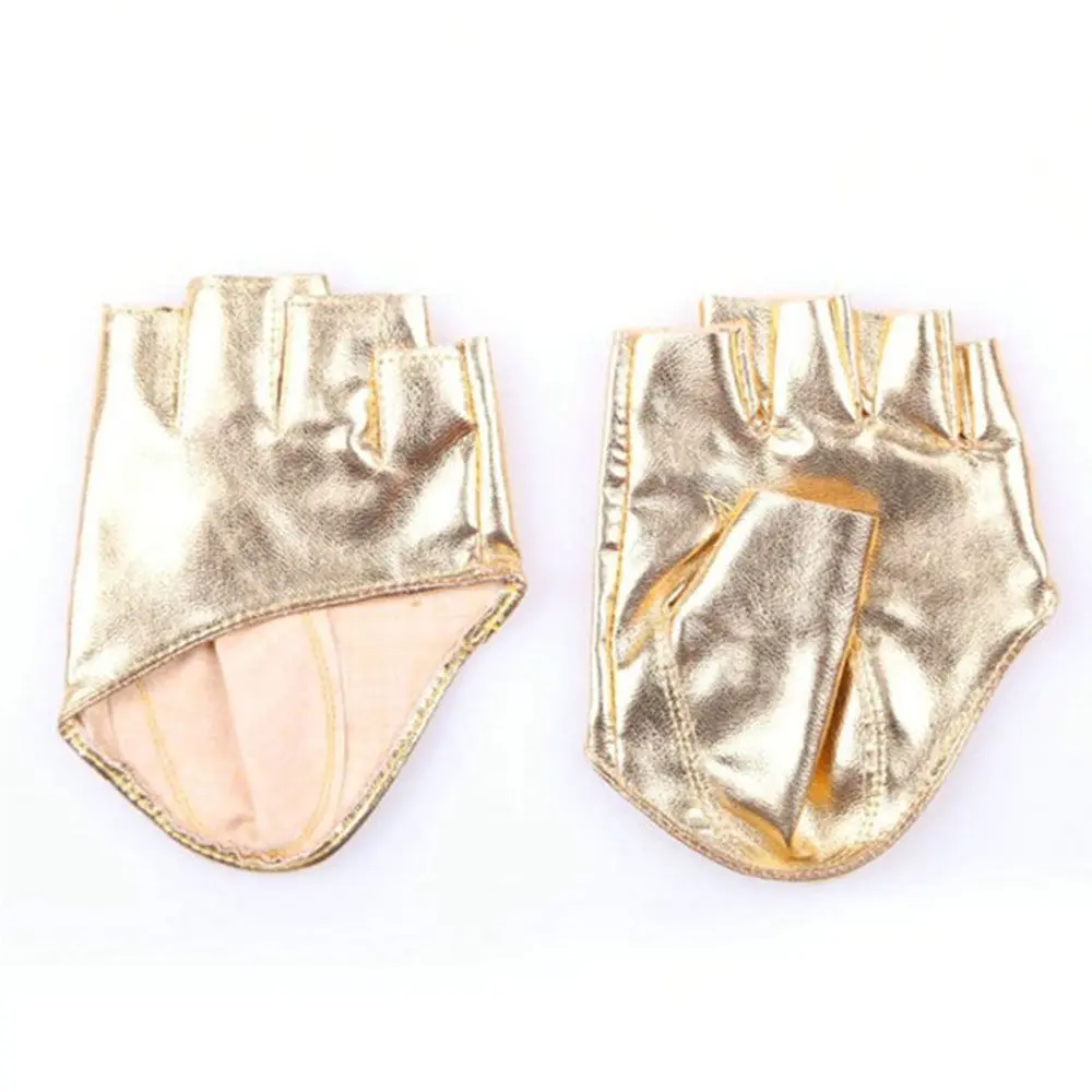 1 Pair PU Leather Fashion Half Finger Pole Dance Fingerless Gloves Half Palm