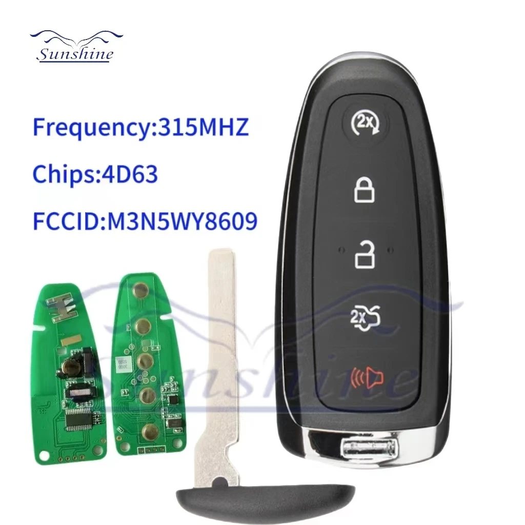 Llave de coche Sunshine M3N5WY8609 para Ford Foucs c-max Maverick Escape 2013-2018 CJ5T-15K601-DX 315MHz id 4D63 chip HU101 control remoto