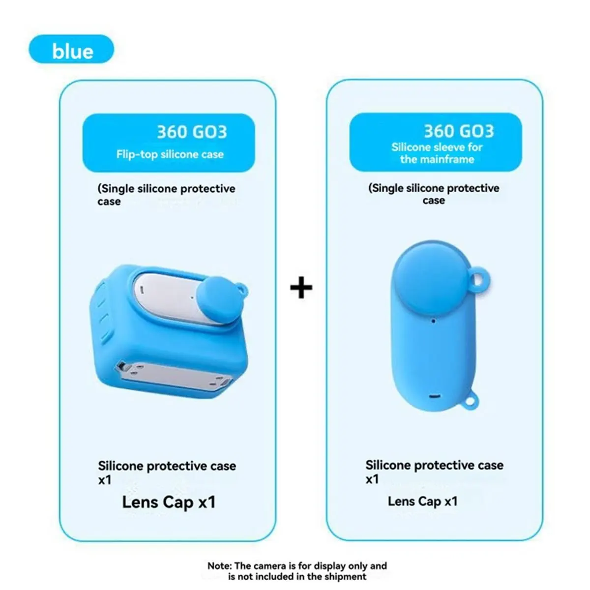 غطاء حماية لجراب السيليكون GO3/GO3S لكاميرا الإبهام GO3 ملحق حماية باللون الأزرق