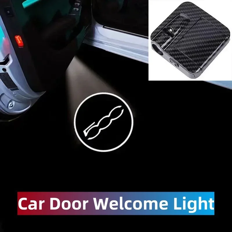 

2Pcs Universal LED Car Door Emblem Light Welcome Lamp Wireless Projector For Fiat Abarth 500 Punto Stilo Ducato 595 Accessories