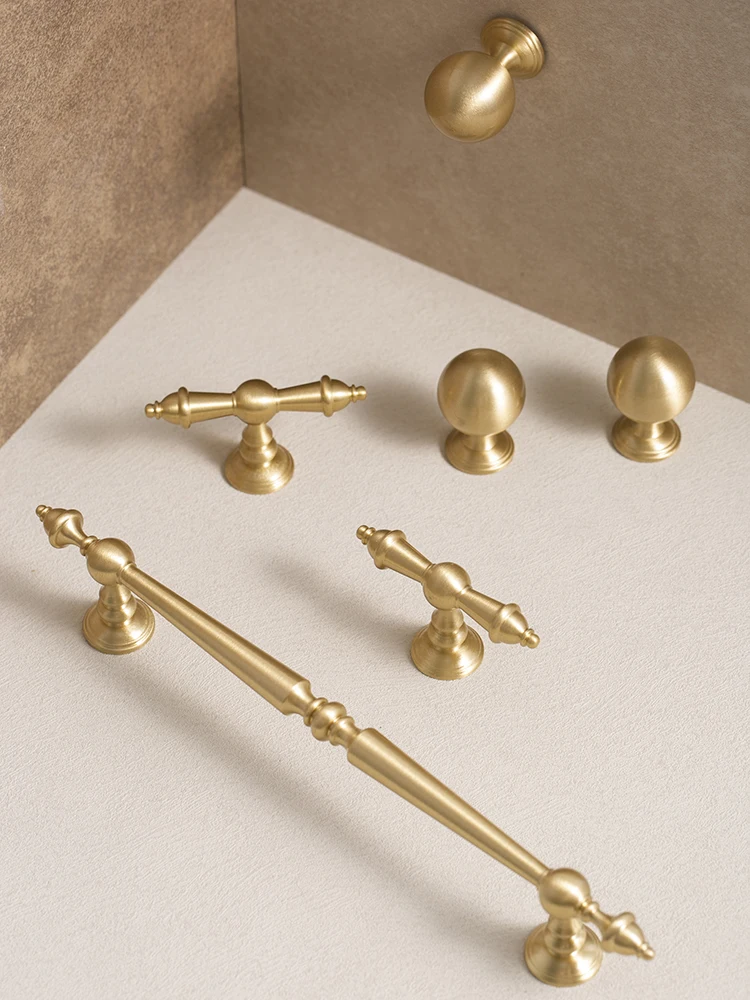 النحاس T بار مقبض كابينة الأثاث مقبض خزانة مقبض الأثاث الأجهزة مقبض الأثاث النحاسي المستدير #2