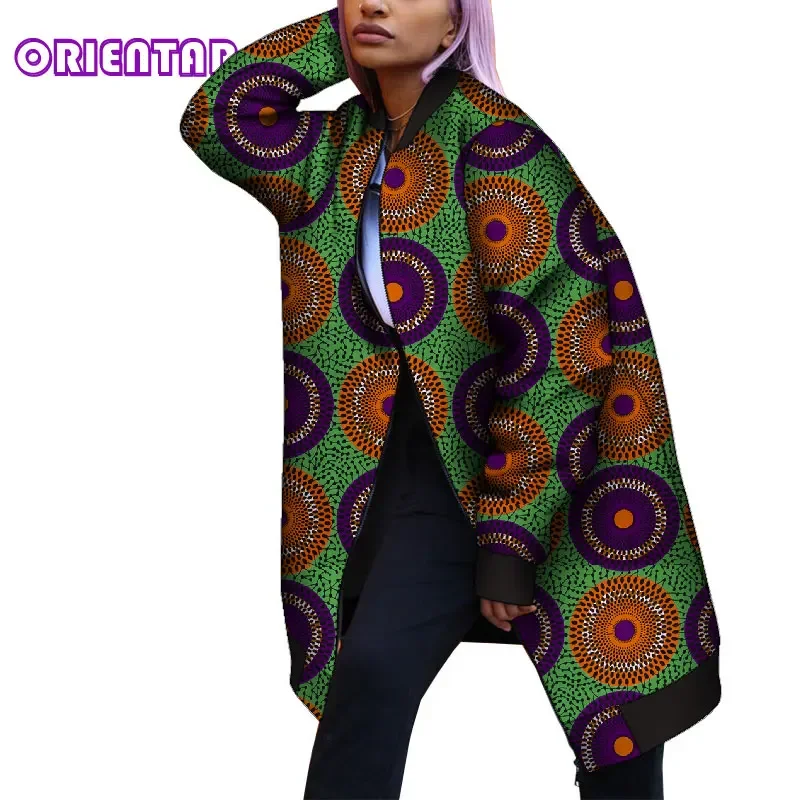 Women African Jacket Coats African Print Cotton Tops Plus Size Long Coat for Women Bazin Riche Traditional African Clothes WY296