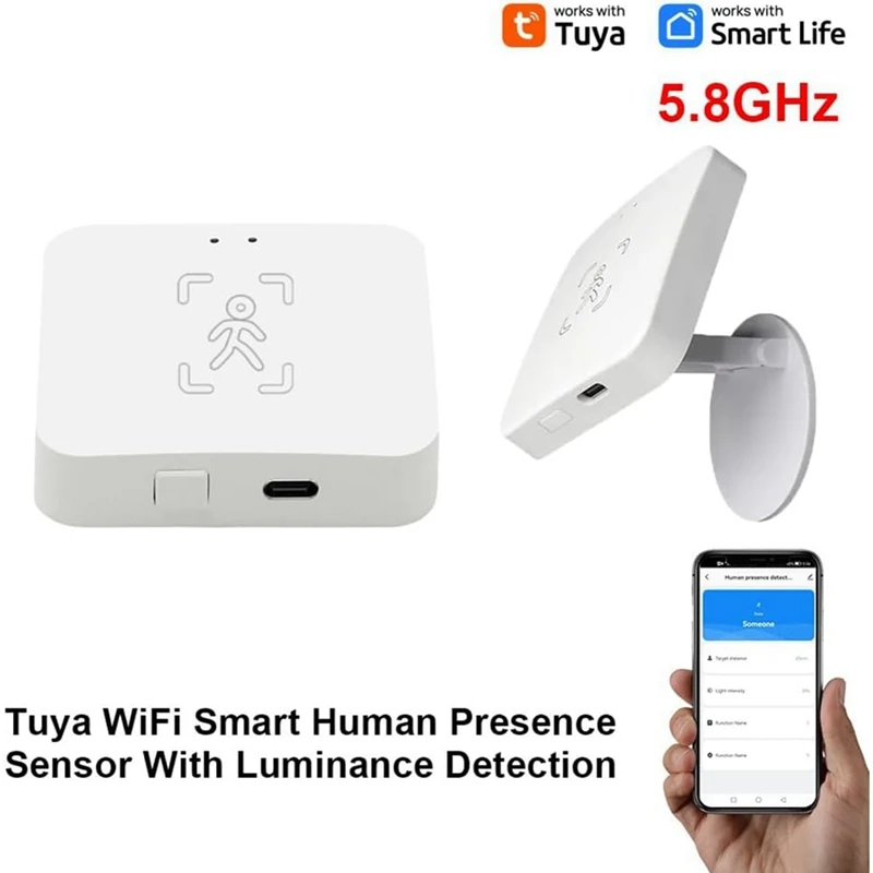 Tuya Wifi Human Presence Detector With Holder Smart Human Body PIR Sensor Radar Microwave Motion Sensor Detect 5.8Ghz
