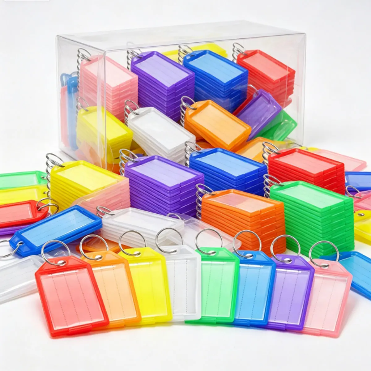 10/20/50Pcs Random Color Transparent Flap Key Tags Double-Sided Blank DIY Labels, Waterproof Luggage Markers  ZSY