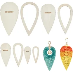 8 Pcs Wood Macrame Cutting Template Teardrop and Feather Macrame Cutting Molds Macrame Wall Hanging Cutting Tool for Making