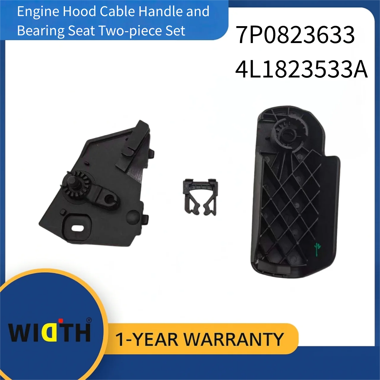 

7P0823633 4L1823533A Engine Hood Cable Handle and Bearing Seat Two-piece Set for VW Touareg Audi Q7 2006-2017