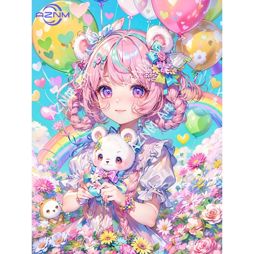1pc Diamond Painting Japanese Cartoon Girl Miku  Painting Cross  Art Mosaic Home Decor Gift view 3