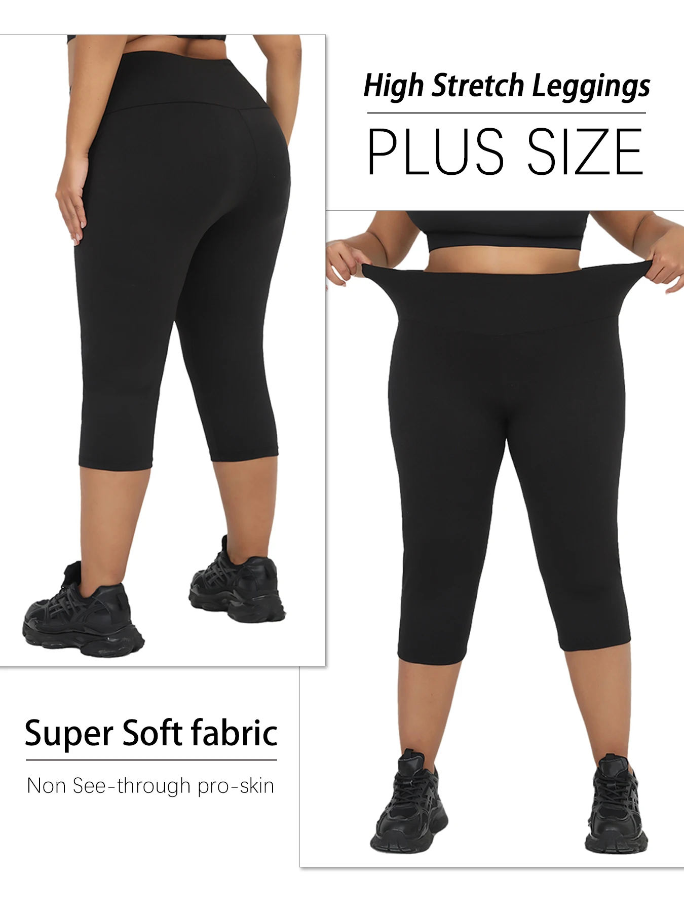 Leggings de talla grande para mujer, pantalones Capri de Yoga súper suaves de cintura alta con Control de barriga, mallas sin transparencias para entrenamiento y correr