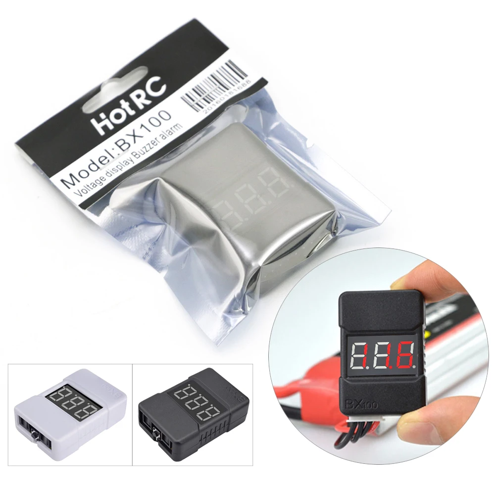 1pcs Hotrc Hot RC BX100 BX 100 1-8S RC Lipo Battery Voltage Tester/Low Voltage BB Alarm Buzzer Voltage Checker Accessories