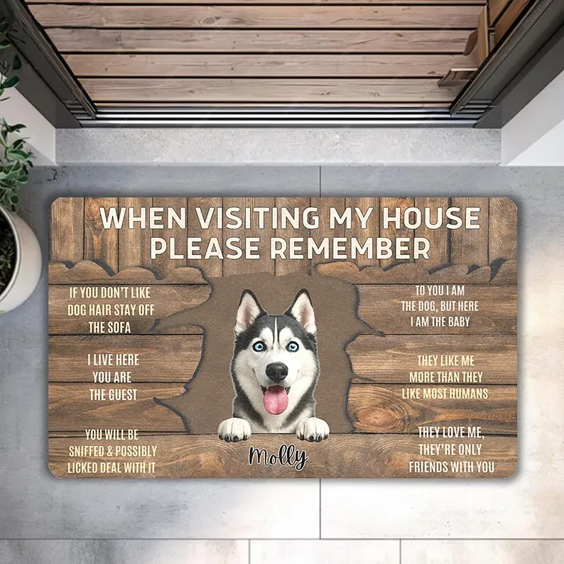 Personalized Dog Portrait Doormat Custom Pet Home Decor Rugs Design Your Pet Dog Cat Portrait Welcome Mat for Outdoor Indoor
