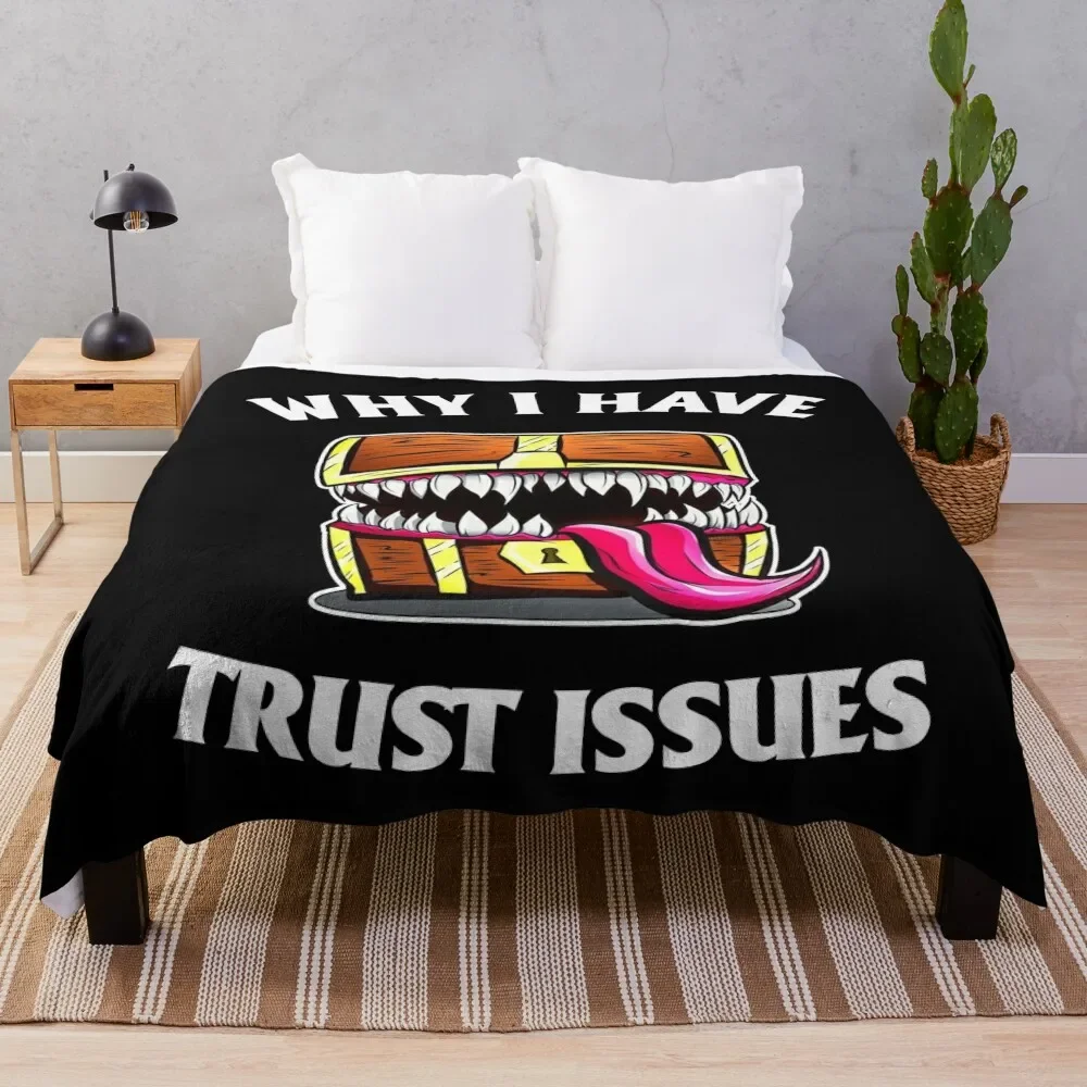 Mimic chest Why i have trust issues Throw Blanket Summer Personalized Gift Sleeping Bag Furrys Blankets