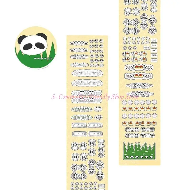 85AE Panda Theme Clovers Paper Tape Sticker Roll For Creative Journal Diary Decoration