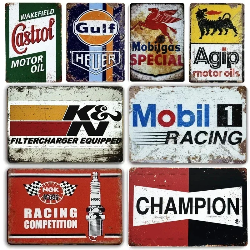 Vintage Car Engine Lubiciant Oil Metal Billboard Decorative Tin Sign Garage Auto Club Wall Plate Signs Retro Tinplate Art Plaque