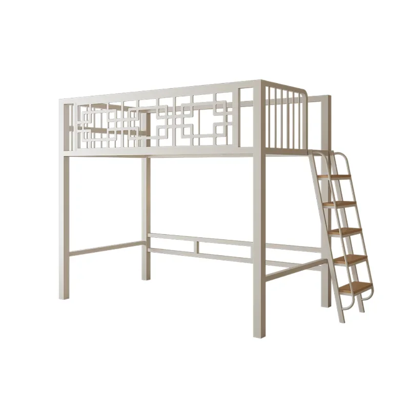 Space saving bed retro Chinese style duplex bed splicing metal wrought iron elevated loft bed