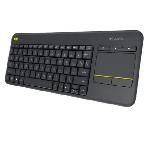 K400 Plus Keyboard tanpa kabel 2.4G, Laptop PC Gamer asli ergonomis Touchpad Mini, penerima penggabung TV komputer