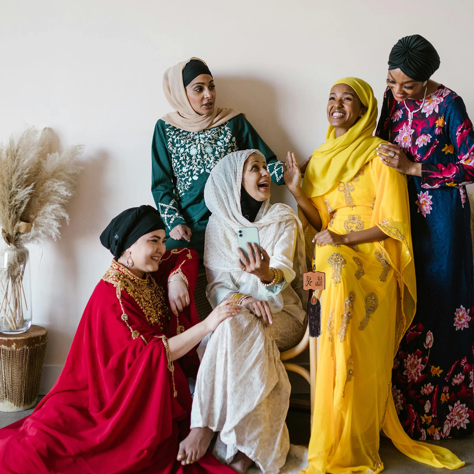 1 قطعة مرآة خشبية عيد معلقة زخرفة النمط الإسلامي شرابة قلادة مهرجان كوربان الديكور للمنزل سيارة هدية رمضان