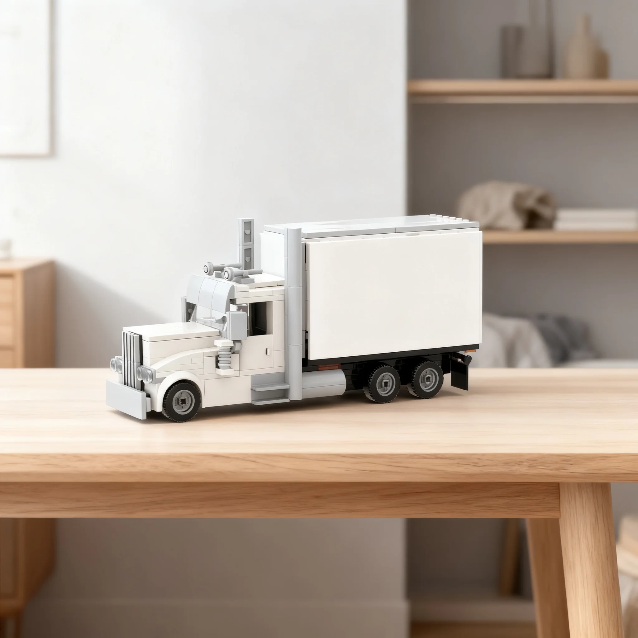 321pcs MOC Peterbilt Tandem Axle Straight Box Truck Model Toys Building Blocks Architecture Christmas Gift Creative DIY Kids