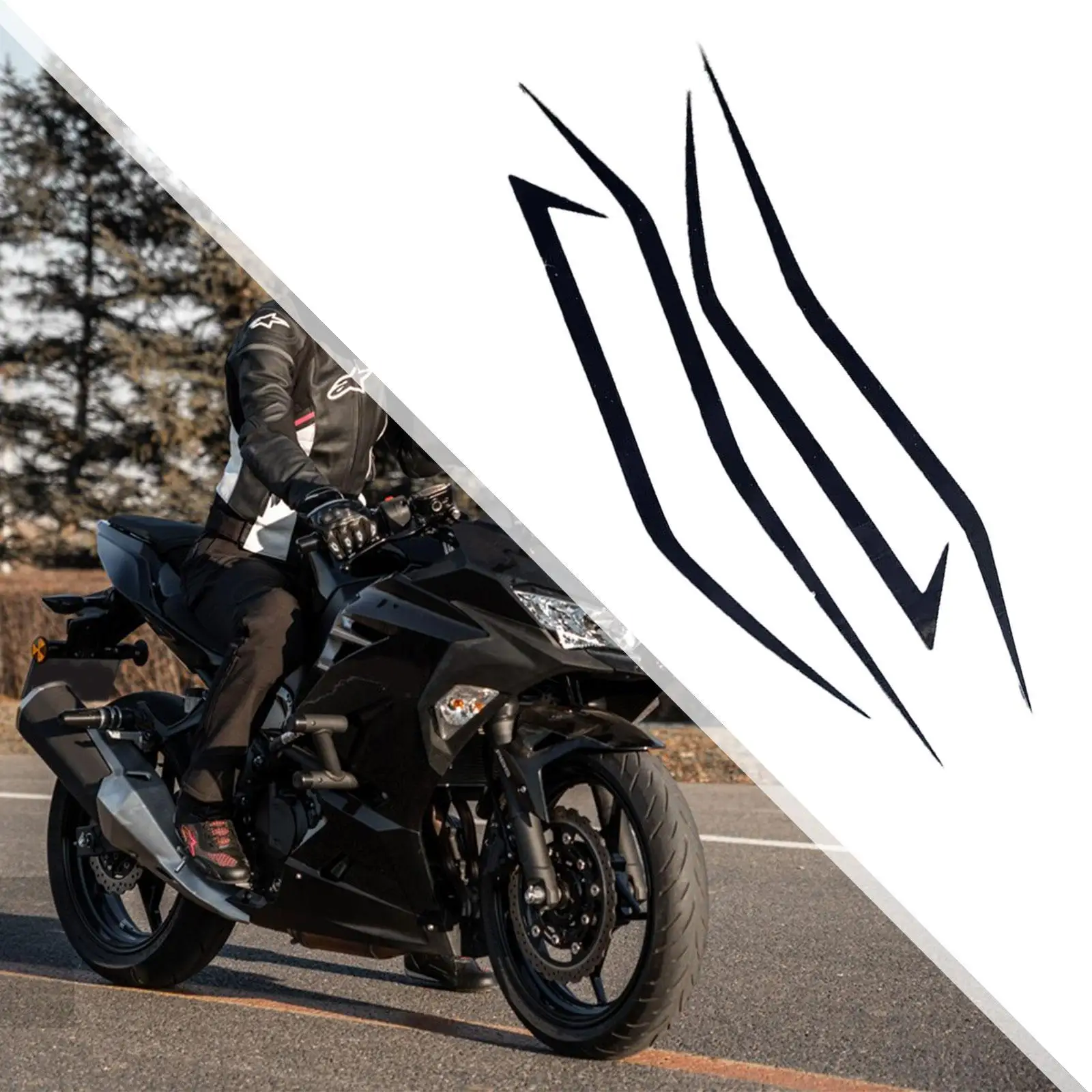 

Vinyl Motorcycle Sticker Curvy Stripe Headlight Decal Waterproof Motorbike Decoration for Car Front Cowl Window