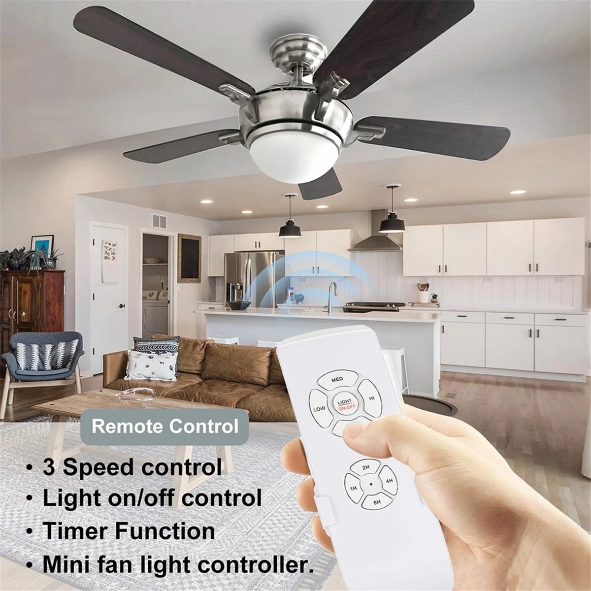 Nova tecnologia sem fio ventilador de teto lâmpada kit controle remoto dimmer luz com função temporização para sistemas iluminação doméstica eua plug