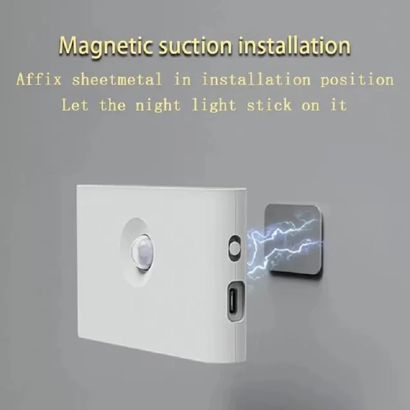 LED Intelligent Motion Sensor Night Light Rechargeable Led Closet Lights Wireless Magnetic Cabinet Lamp For Room Kitchen Stair