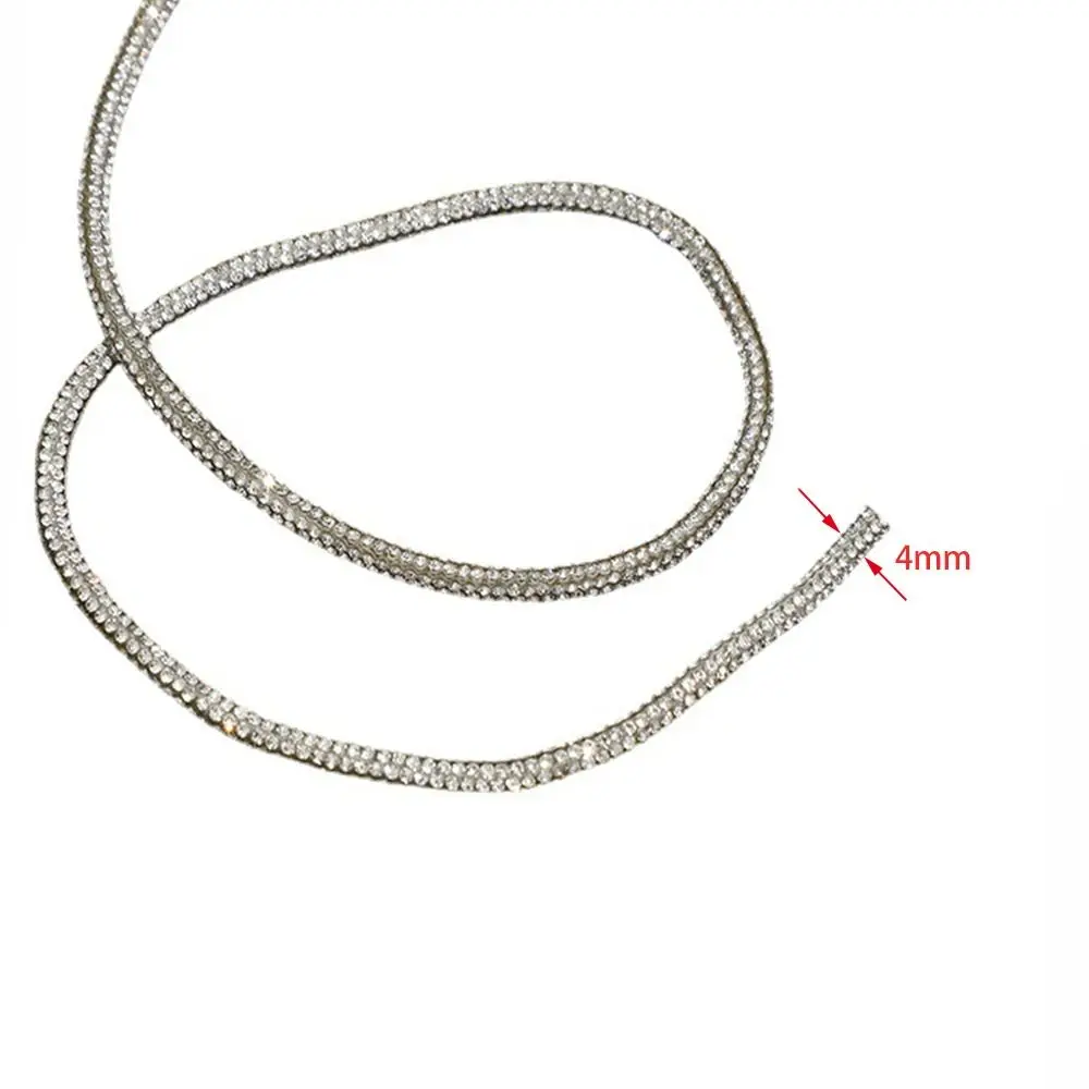 2 ياردة العالمي لامعة الراين جولة الحبل الكريستال التشذيب DIY أربطة الحذاء بلينغ سلسلة الرباط حقيبة حزام #6