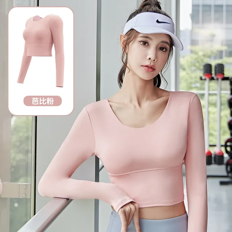 Women's Tops, Underwear, Sports Bras, Beautiful Back Yoga, Long Sleeves, Chest Pads, Seamless and Thin Fitness Yoga Clothes