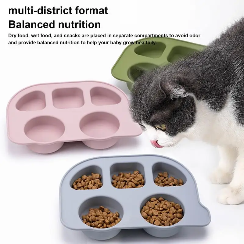 Silicone Dog Bowl Cat Feeding Divided Tray Silicone Dog Bowl Food Dividing Solution Anti Slip Anti Scald Dog Cat Pet Supplies