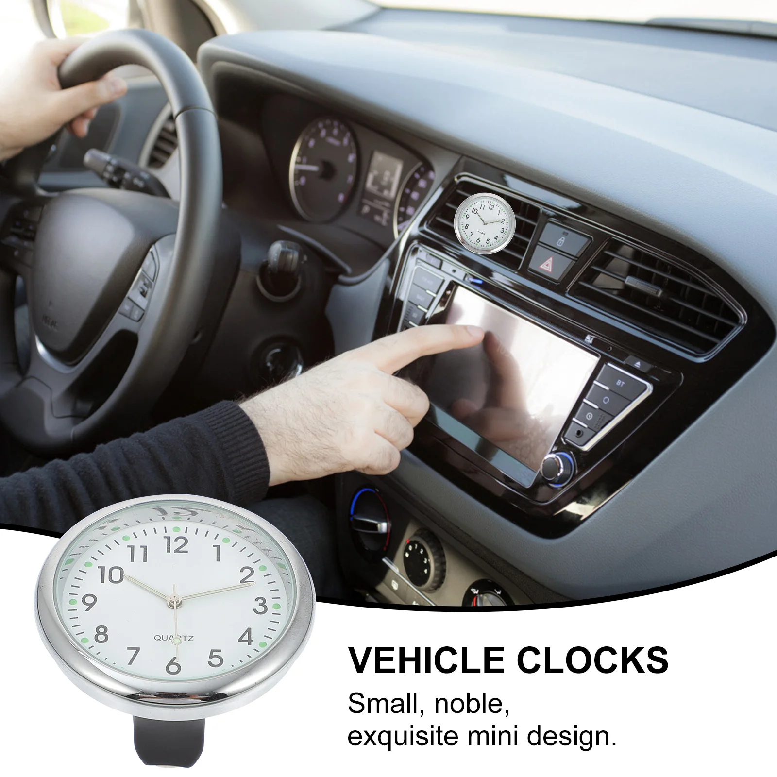 

Car Luminous Clock Dashboard Mini Vehicle Clocks Small Outlet Adhesive Clock Glass Material Durable Practical Clear