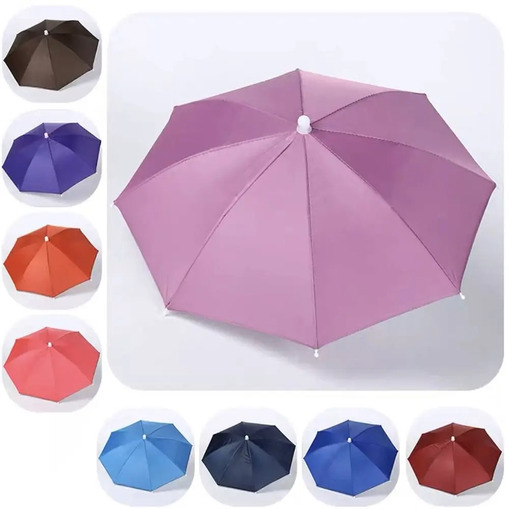 Outdoor Foldable Head Umbrella Hat Windproof Fishing Head Wearing Sunshade Rain Gear Portable Umbrella Camping Beach Head Hats