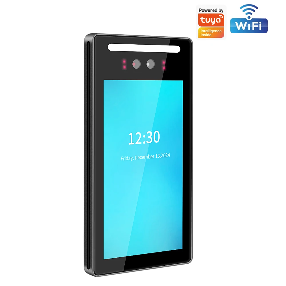 Support Tuya APP Access Control Time Attendance 7In Free Cloud API Touch Lcd 2MP Camera Biometric Face Recognition Wifi Password