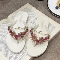 Summer New Small Tail Rhinestone Flip-Flops Women's Outdoor Korean Style Casual Flip-Flop Beach Sandals Flat Bottom - Image 3