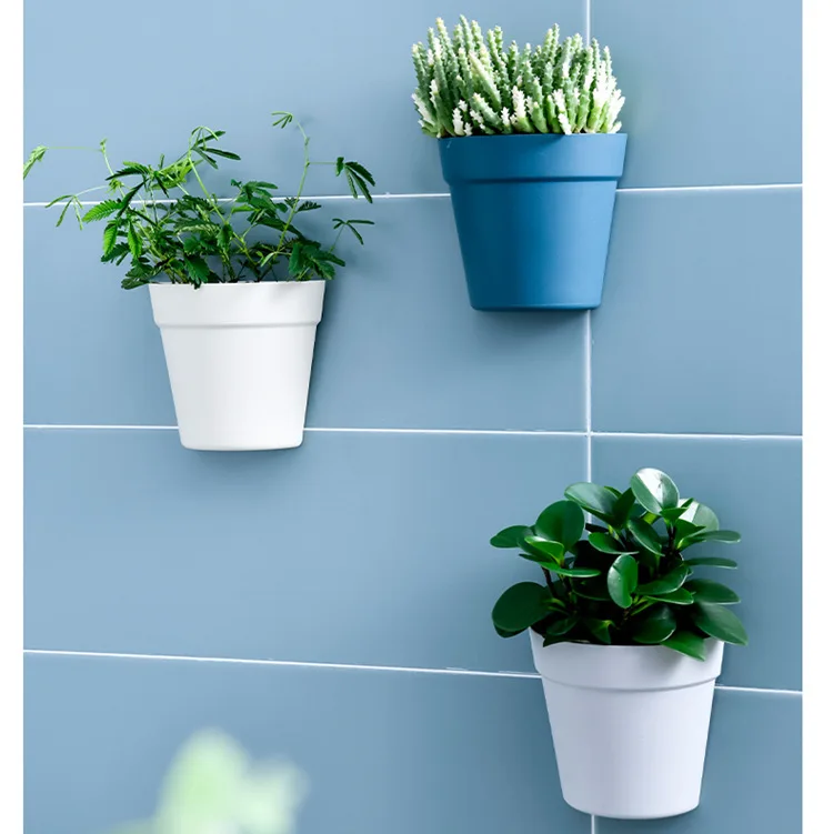 Wall Mounted Plastic Potted Plant Flowerpot Creative Wall Hanging Planter Semi Circular Small Flower Pot Wall Decoration