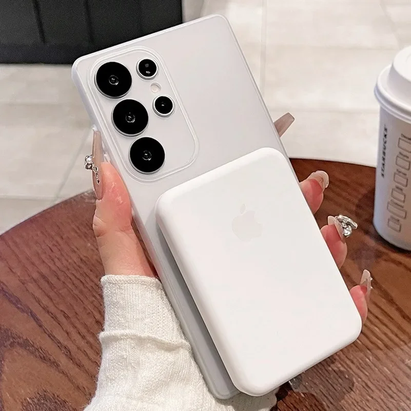 S25Ultra حالات رقيقة جدا سليم ماتي Magsafe حافظة لهاتف سامسونج جالاكسي S24 23 S25 S21 S22 نوت 20 الترا S25 زائد غطاء قوس