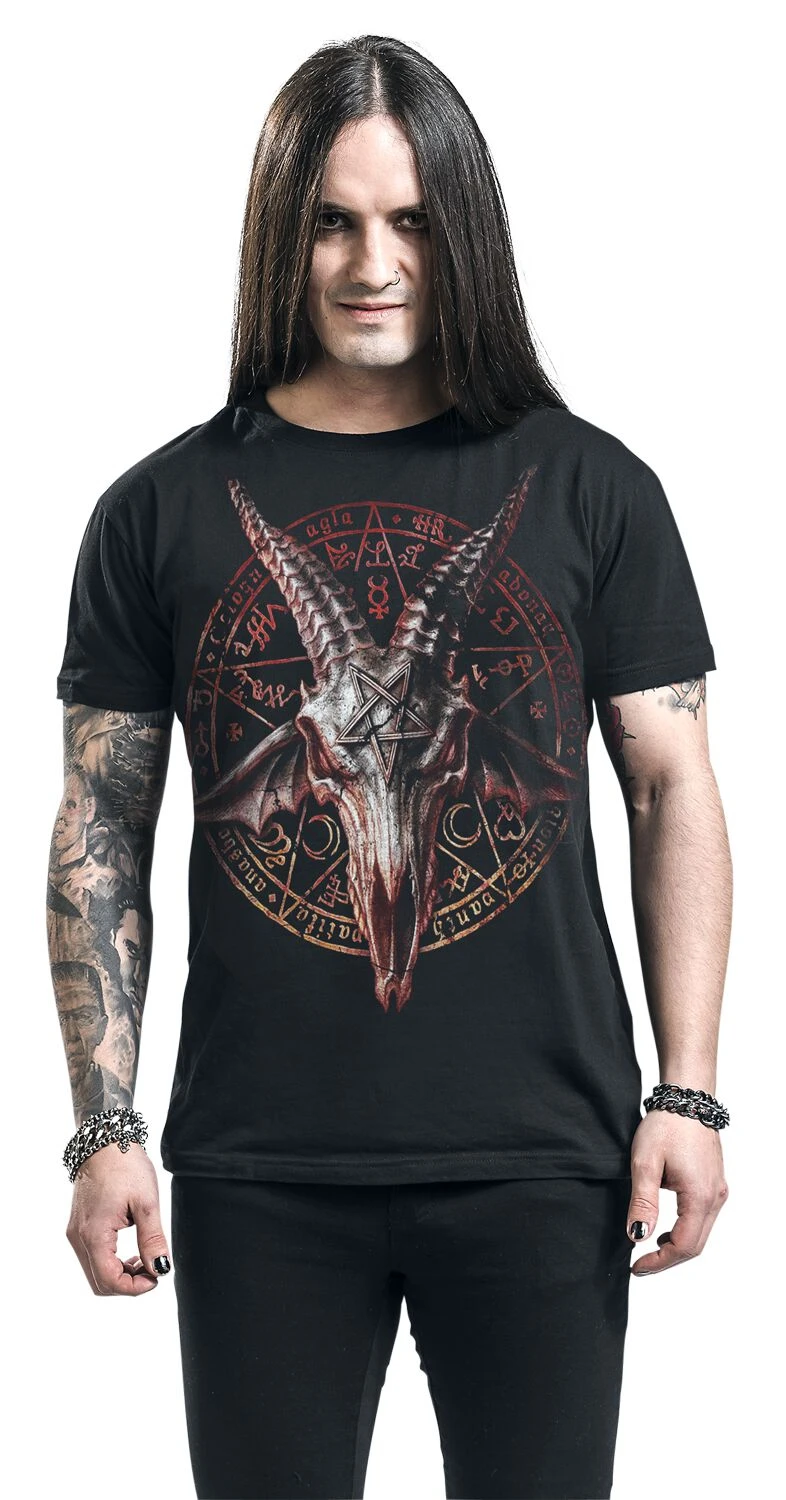 Devil Goat Dark Gothic Brand T-Shirt Baumwolle Grafik-T-Shirt Herren Damen Sommer Streetwear – Detail 3
