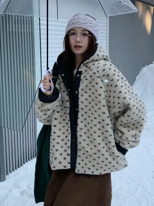 

plus Size Women's Double-Sided Wear Cotton Jacket Coat Thickened Warm Loose Fit Winter Fashion Korean Style Casual Outerwear
