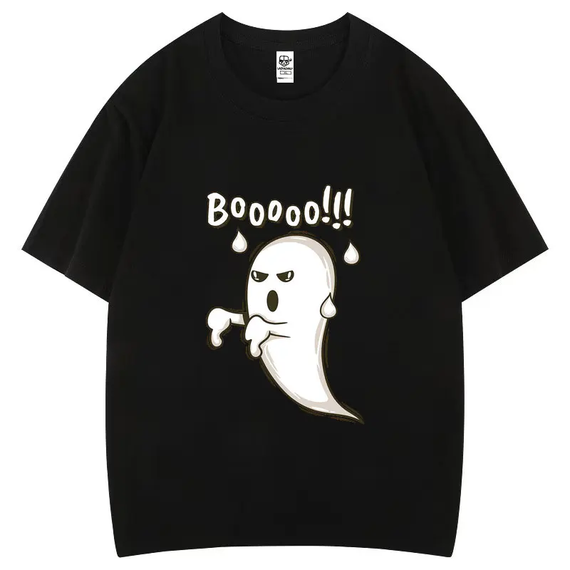

Funny Boo Skull and Zombie Cotton T Shirt Humor Style Short Sleeve O-neck Comfortable Tops Popular Fashion Hipster Streetwear