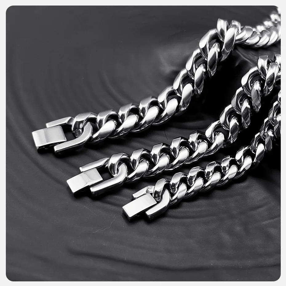 Vnox 6//12mm kubanische Ketten armbänder für Männer Frauen, massiver Edelstahl Bordstein kette Armband Schmuck – Detail 9