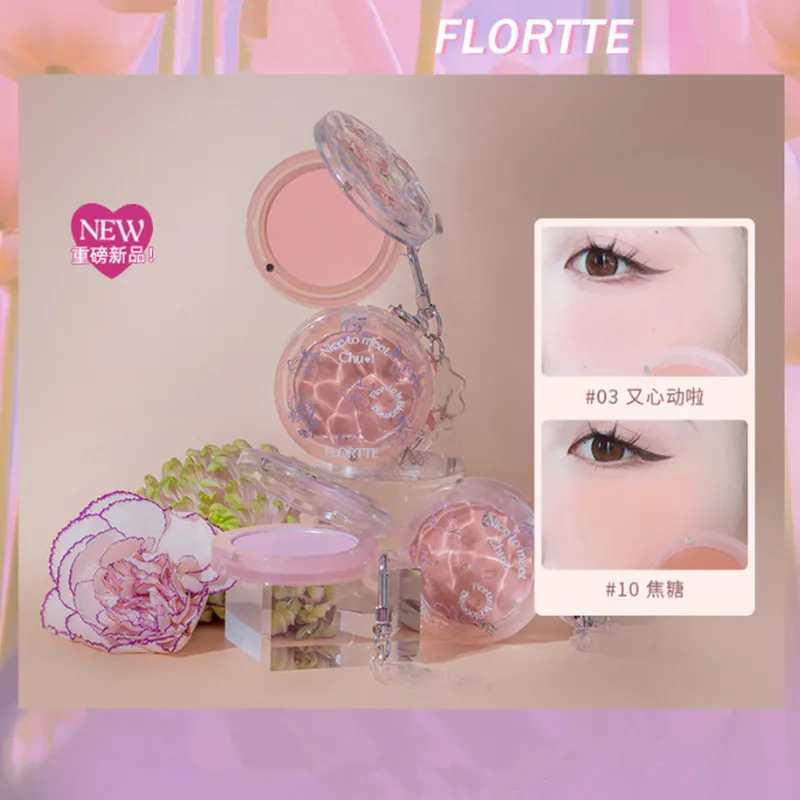 FLORTTE New Arrival Blush Makeup Palette Orange Peach  Rouge Natural Brightening Cream Powder Cheek Tint Contour Cosmetic