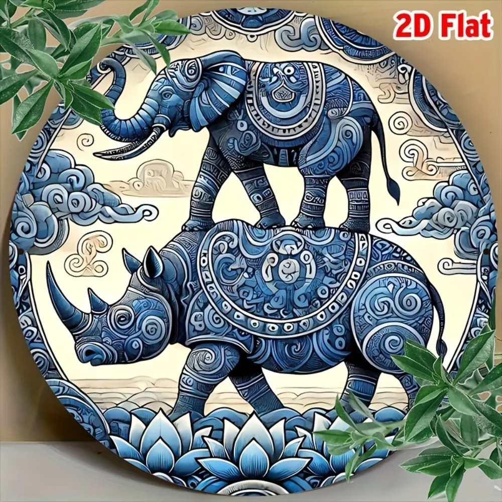 CIFBUY Vintage Aluminum Wall Art Waterproof Scratchproof Rhino Elephant Sign For Home Indoor Outdoor Yard Decor