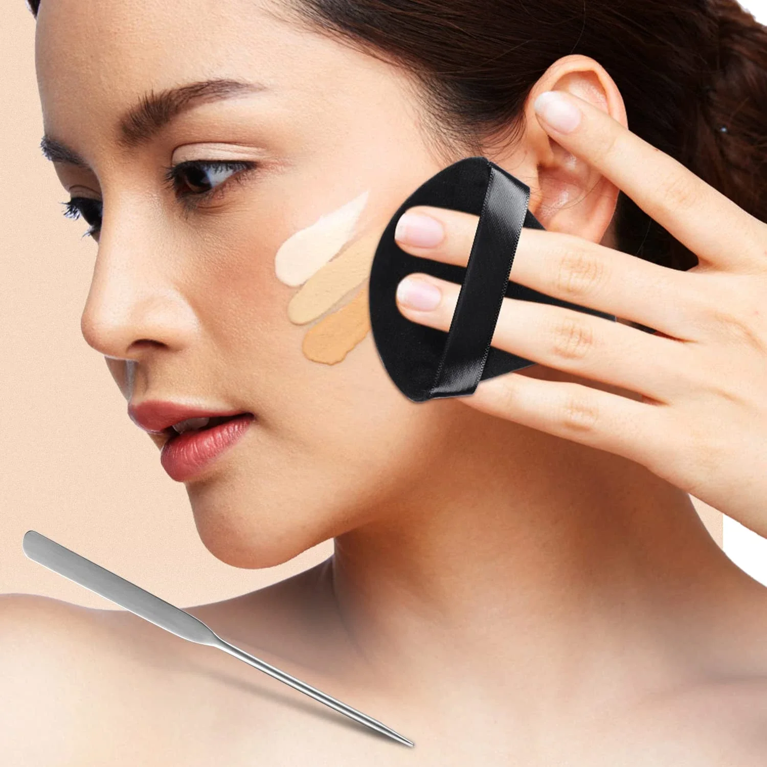 Hoogwaardige professionele Koreaanse 7-in-1 multifunctionele make-upspatel en poederdonsset - ideaal cosmetisch palet met triangl