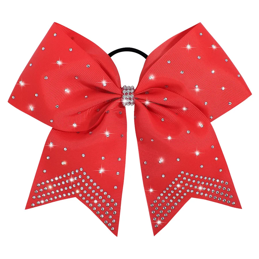 

4pcs/set Girls Large Sequins Hair Bow Patchwork Grosgrain Ribbon Hair Bows Children Cheerleading Accessories With Elastic Hair