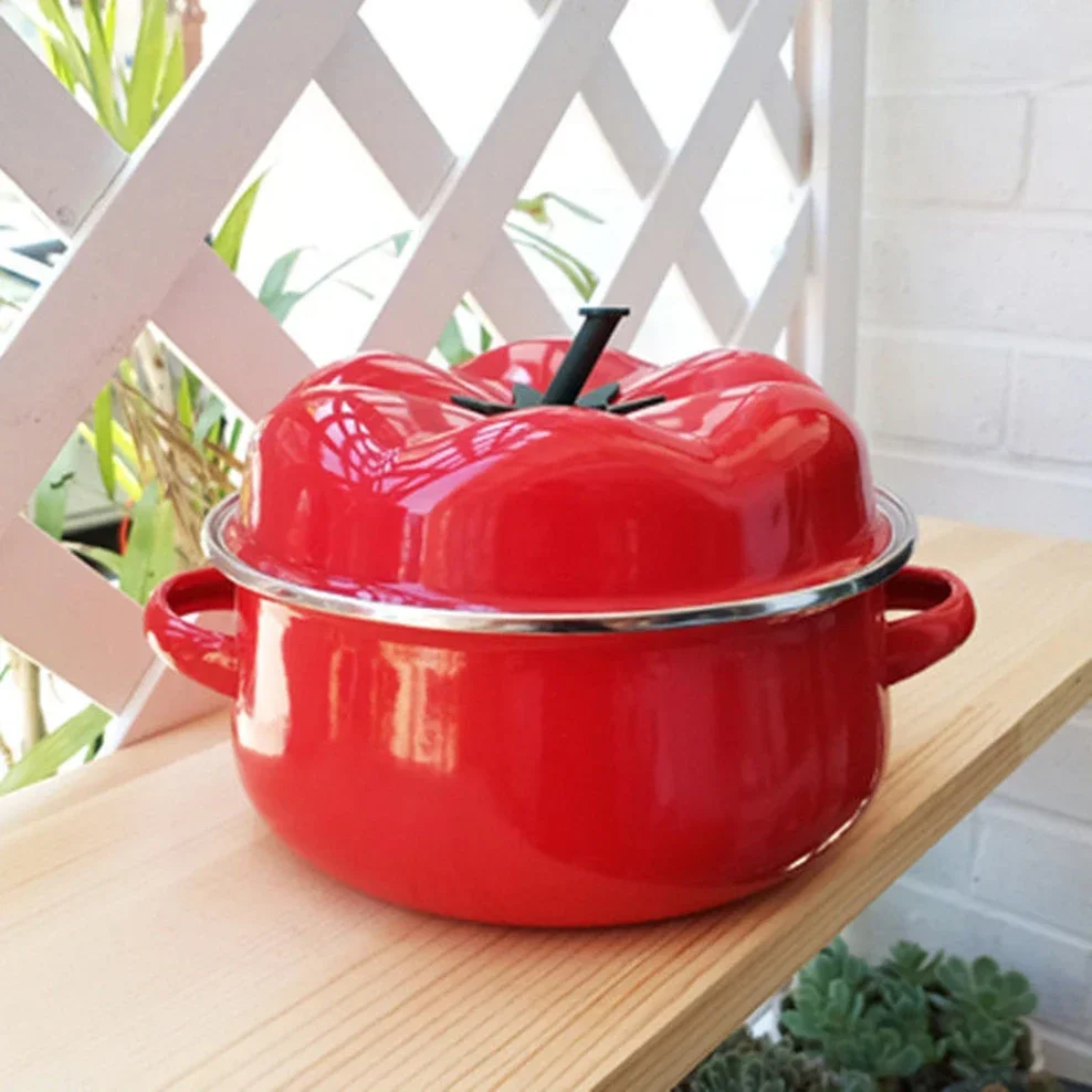 1.7L/2.5L Porcelain Enameled Saucepan Red Tomato Pot For Cooking Noodles Applicable Induction Cooker Soup Pot Kitchenware