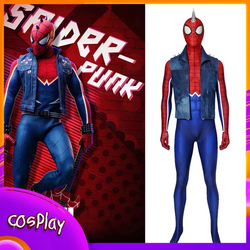 Disfraz de Spider Men Punk, Hobie Brown Across The Spider-Verse, mono de superhéroe, accesorios de cómic-Con para Halloween, regalos