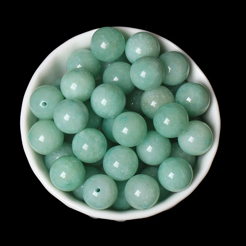 

Natural Myanmar green jadeite hand-carved round beads DIY100% real jade bracelet necklace jade accessories septa scattered beads