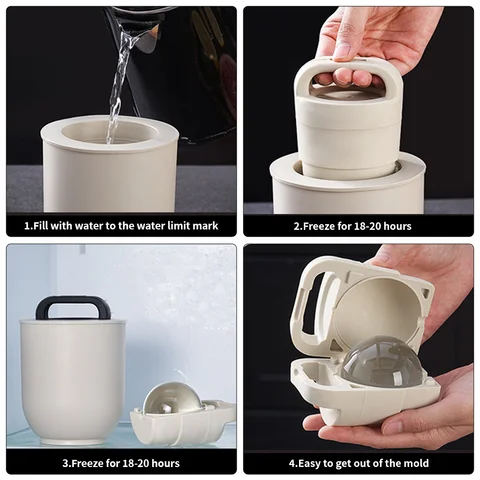 Kristallklar isbollsform, whiskyisform stor 2,52 tum, silikon rund iskubsform för frys, sfärisk isform 10 best sales stor isbit - №4