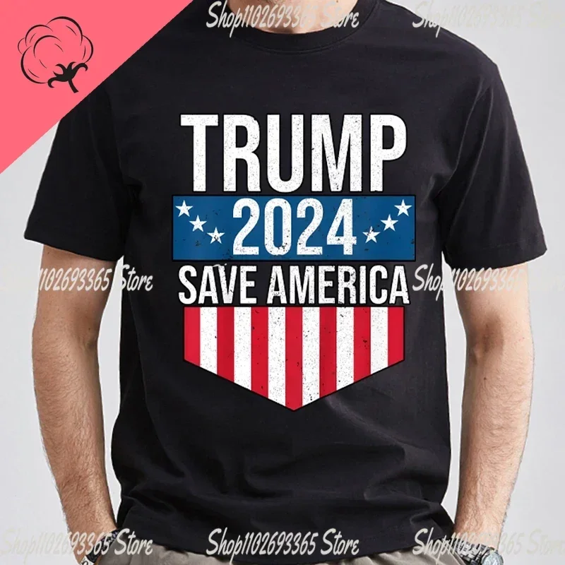 Donald Trump Election Print cotton T-shirt 2024 Election Trump Fun Pattern Men's and Women's High quality cotton Street Top