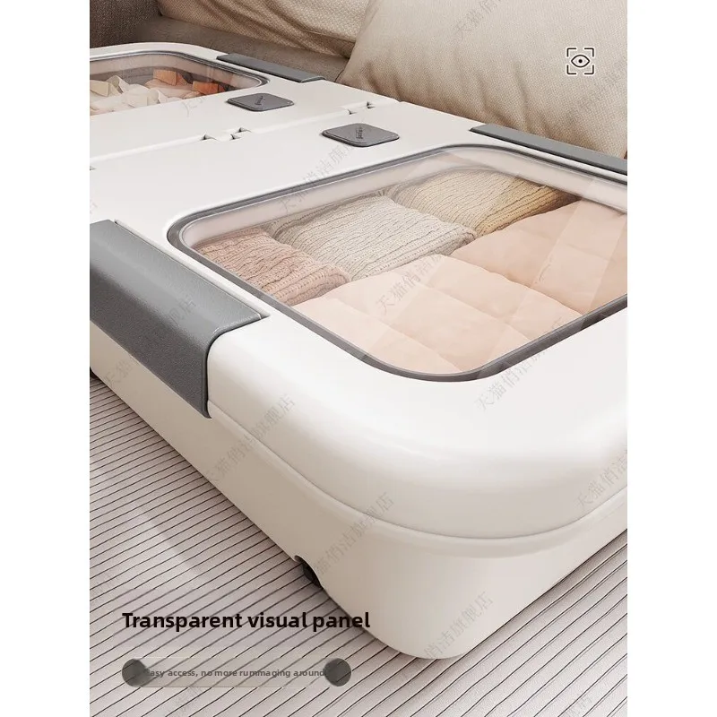 Under the bed storage box transparent large capacity oversized drawer type with pulley storage under the bed flat