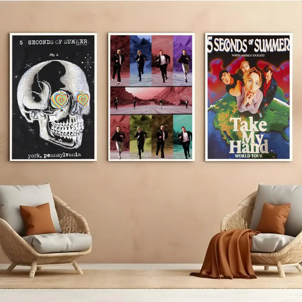 Band S-Seconds Of S-Summers 5 Poster Peel And Stick Matte Self Adhesive PVC Easy Apply Removable Waterproof Frameless Home Decor