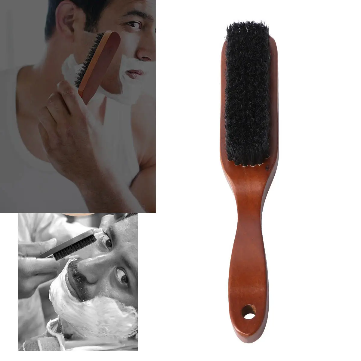 1Pcs Beard Brush Natural Bristles Wooden Handle Compact Design Portable Men Grooming Tool for Travel and Daily Use