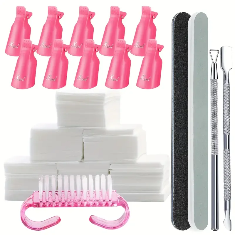 Conjunto de 10/16 peças para remoção de esmalte em gel UV, com pinça, protetor, almofadas de algodão, lixa, espátula e pincel, kit de remoção de manicure